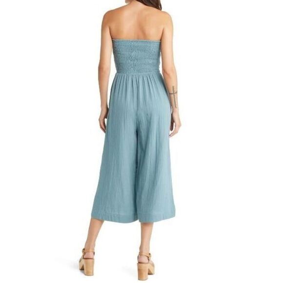 Bishop + Young K3CJS1979 Women Sz M Sea Glass Teal Elva Tie Front Jumpsuit - Picture 11 of 11